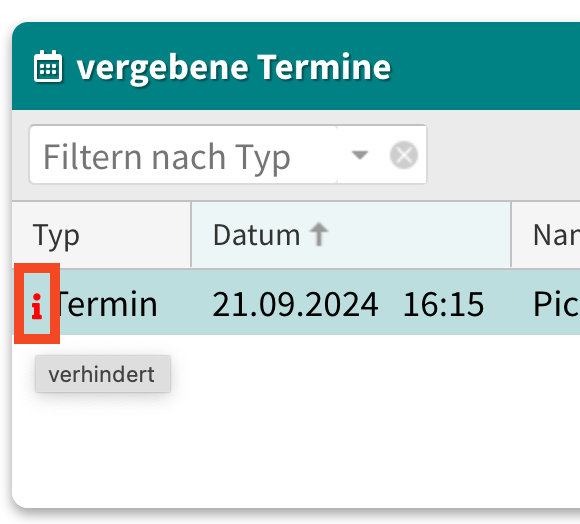 Ternmin-Info abgesagt