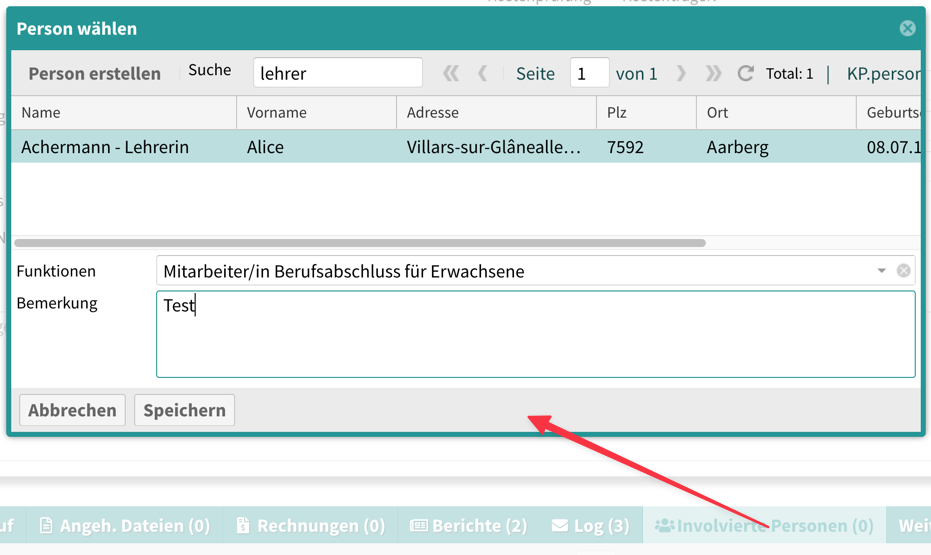 involvierte Personen hinzufügen