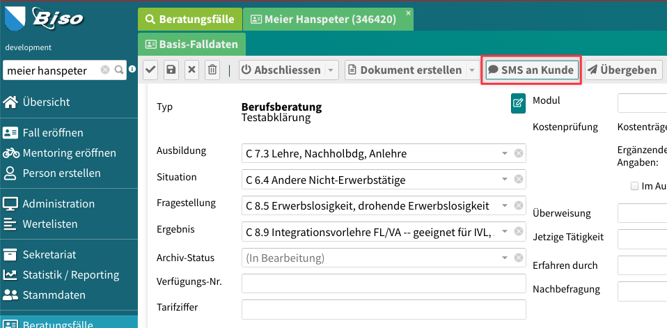 SMS auf Fall