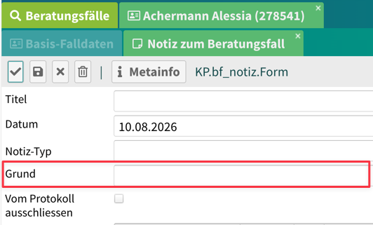 Notiz-Maske mit Grund-Feld