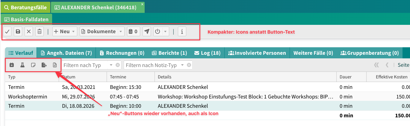 kompaktere Toolbar-Buttons