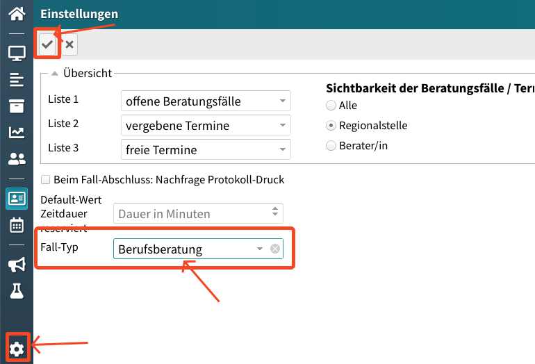 Voreinstellung pro Berater/in