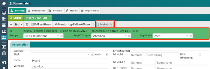 Metainfo-Panel