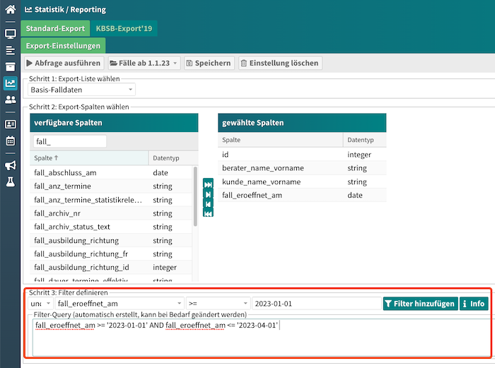 Filter-Panel Standard-Export